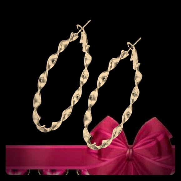 Sterling Silver Swirl Hoop Earrings. - Picture 1 of 3